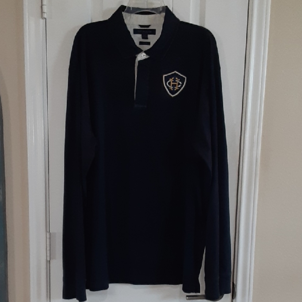 VTG Tommy Hilfiger Crest Logo Rugby 🏉 Shirt - Navy - 9/09 Y2K Heritage